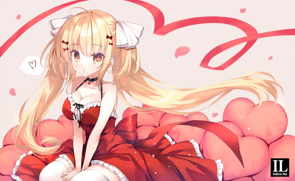 Mitha 原创 金发 脸红 Breast_Hold Breasts 棕色眼 项圈