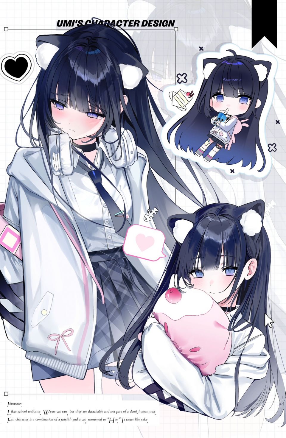 Eumi으미 兽耳 チビ Garter 耳机 猫耳 制服