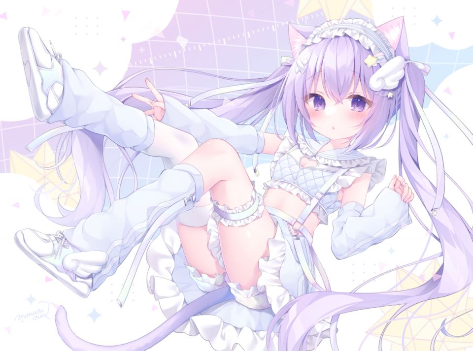 桃稚ちあ 原创 兽耳 灯笼裤 猫娘 萝莉 Signed