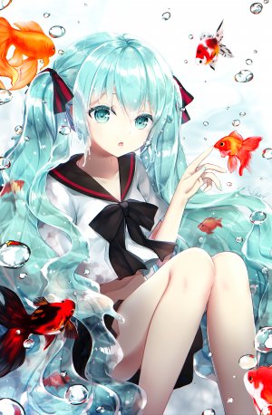 千羽茸みな,初音ミク,VOCALOID,制服,掀裙