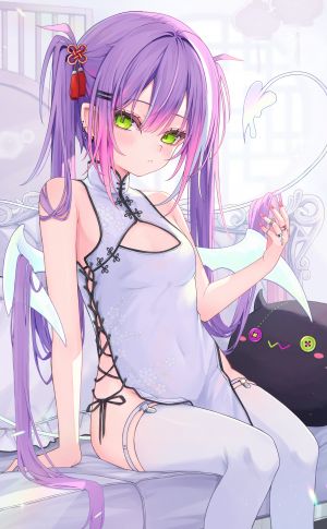 333shishishi333,常暗トワ,Hololive,汉服,恶魔,garter,萝莉,No-Bra,nopan,长筒袜,丝袜,翅膀