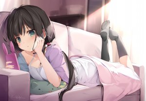 karory,女の子,オリジナル,ソックス足裏,黒ソックス,黒髪