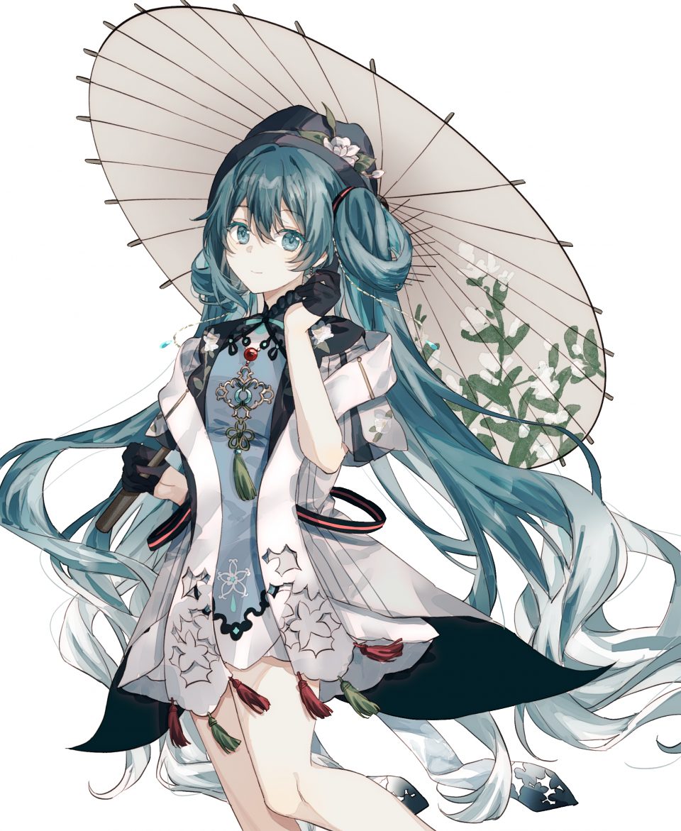 Gocoli 初音ミク VOCALOID 汉服 手套 Holding 长发 笑顔