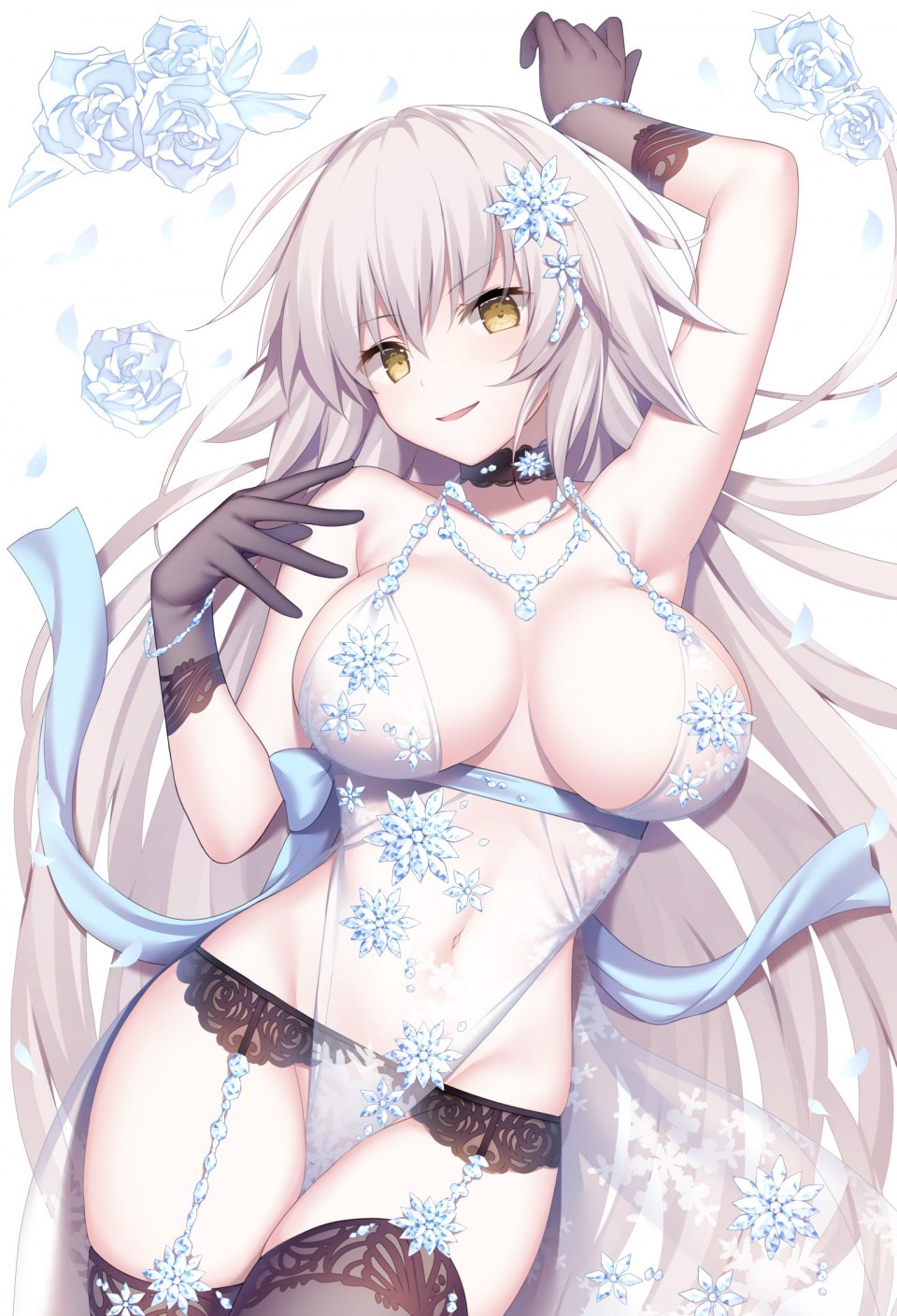 みこ 圣女贞德 Fate/Grand_Order Lingerie No-Bra Nopan Stockings 黑丝