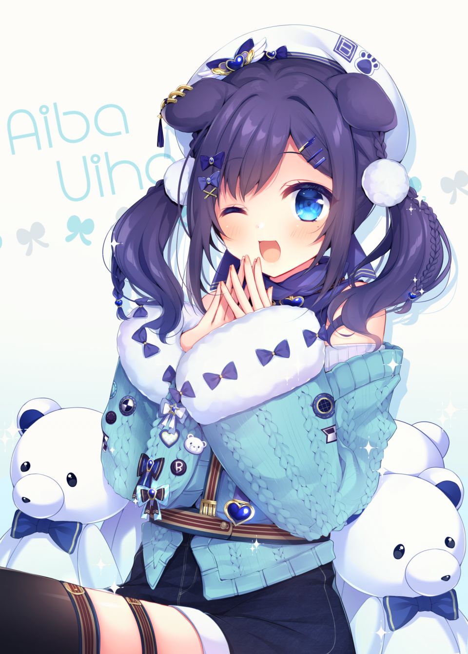 Vtuber Nijisanji 相羽初叶 白恵りえ Single 长发 長身像 脸红