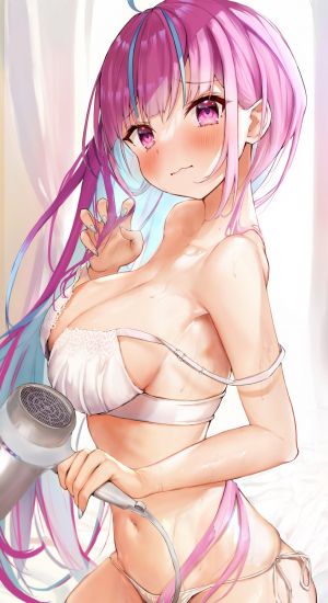 麦うさぎ,湊あくあ,Hololive,bra,lingerie,胖次,露点