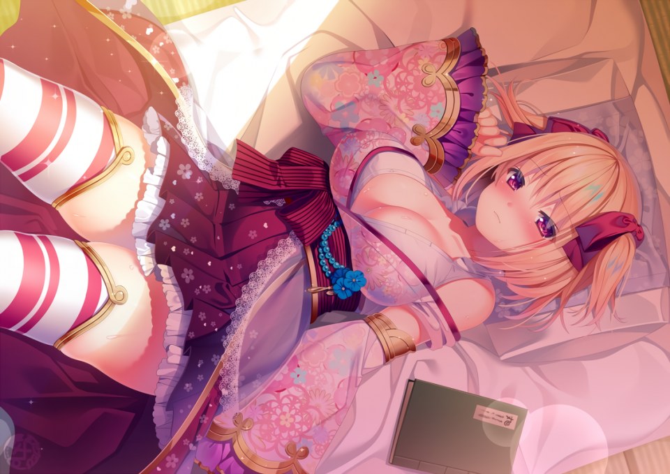 Matatabimaru722 原创 金发 脸红 胸部 Cleavage 和服 萝裙