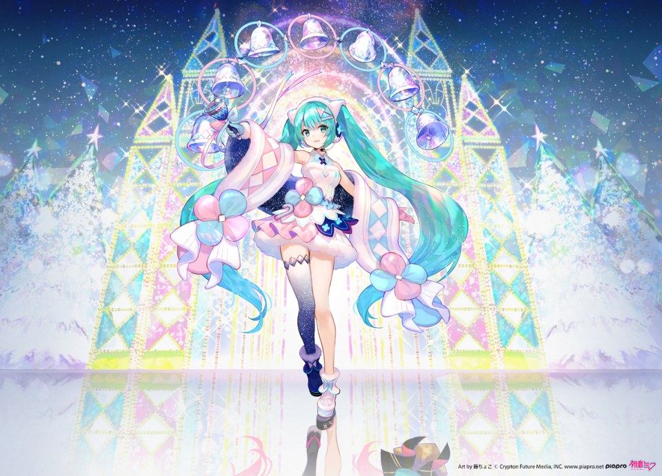 藤ちょこ 初音ミク VOCALOID 铃 手套 和服 长发 黑丝