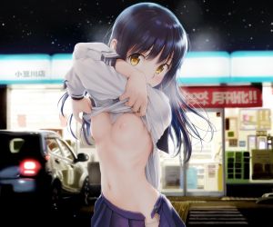 tamanoi_peromekuri,原创,黑发,露胸,长发,nipples,学校制服,黄色眼