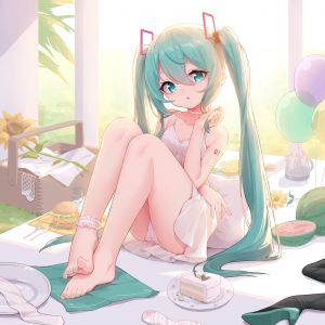 shebaotower,初音ミク,VOCALOID,连衣裙,胖次,掀裙,夏装,tattoo