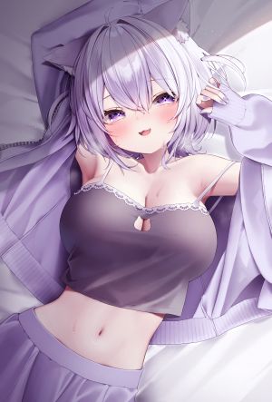 猫又おかゆ,Hololive,hololive_gamers,兽耳,lingerie,猫耳