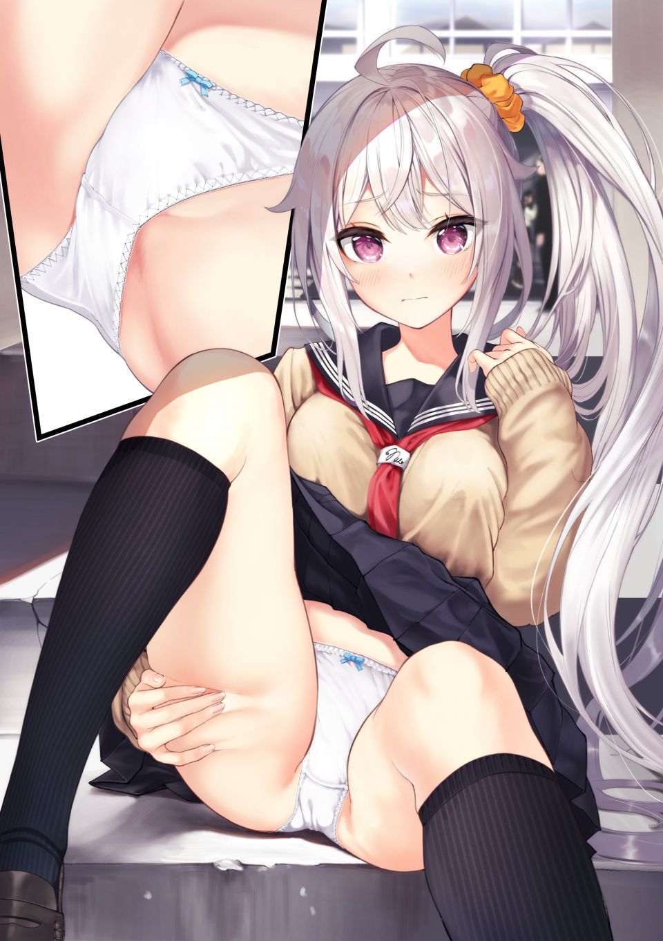 原创 ゼロ（ぬんぬ） 黑丝 脸红 Cameltoe 发饰 Kneehighs 长发