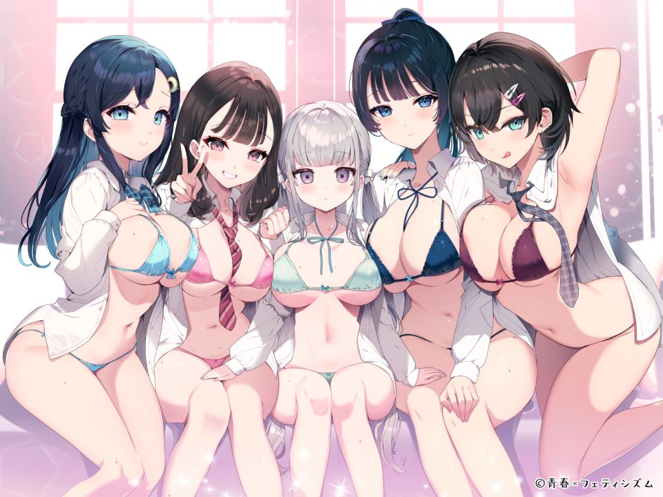 カット 原创 水着 黑发 碧眼 脸红 Breast_Hold Breasts