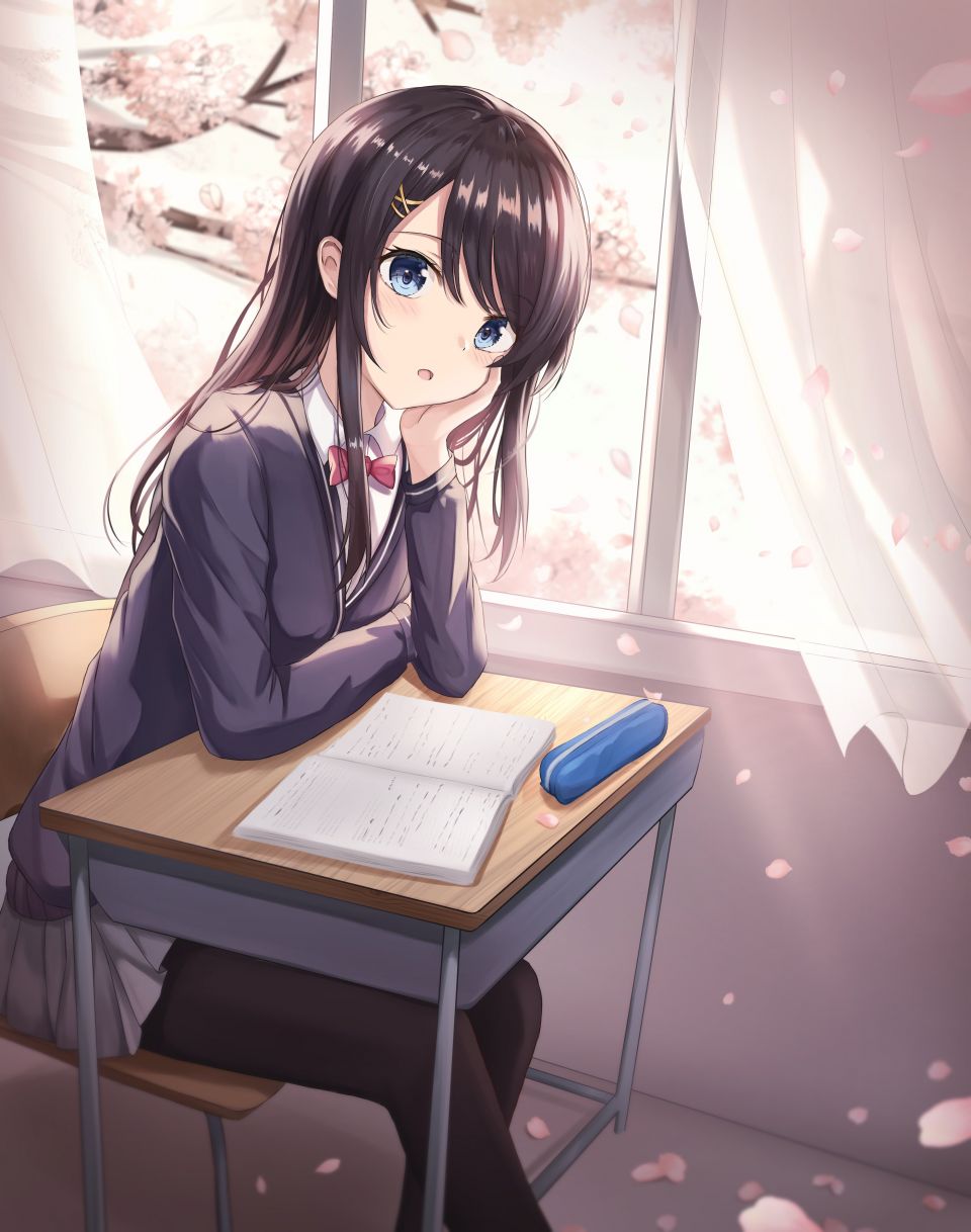 Zeroillya 原创 黑丝 碧眼 脸红 茶发 樱花 长发