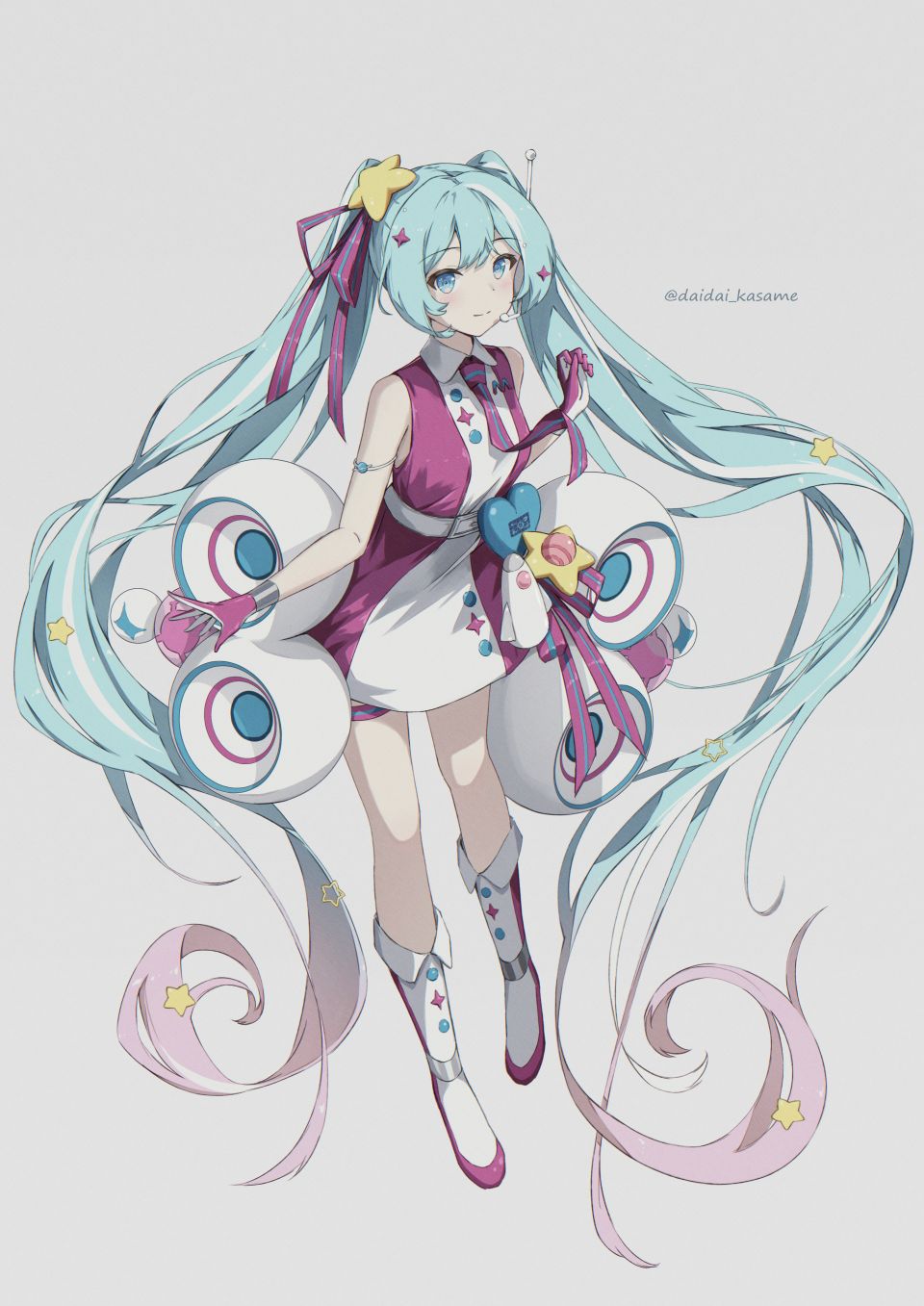 VOCALOID 魔法未来演唱会 初音ミク 代々 Single 長身像 Highres 双马尾