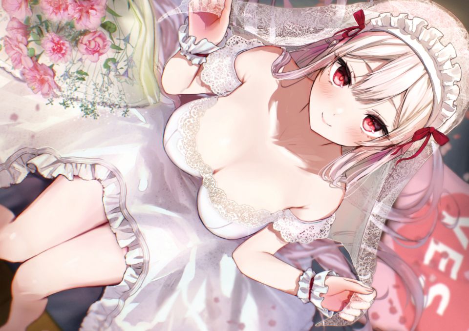 Tomozero 原创 脸红 Breasts Cleavage 长发 红色眼 婚纱