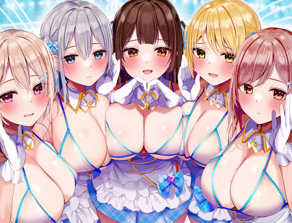 Rouka 原创 金发 碧眼 脸红 Breasts 棕色眼 茶发