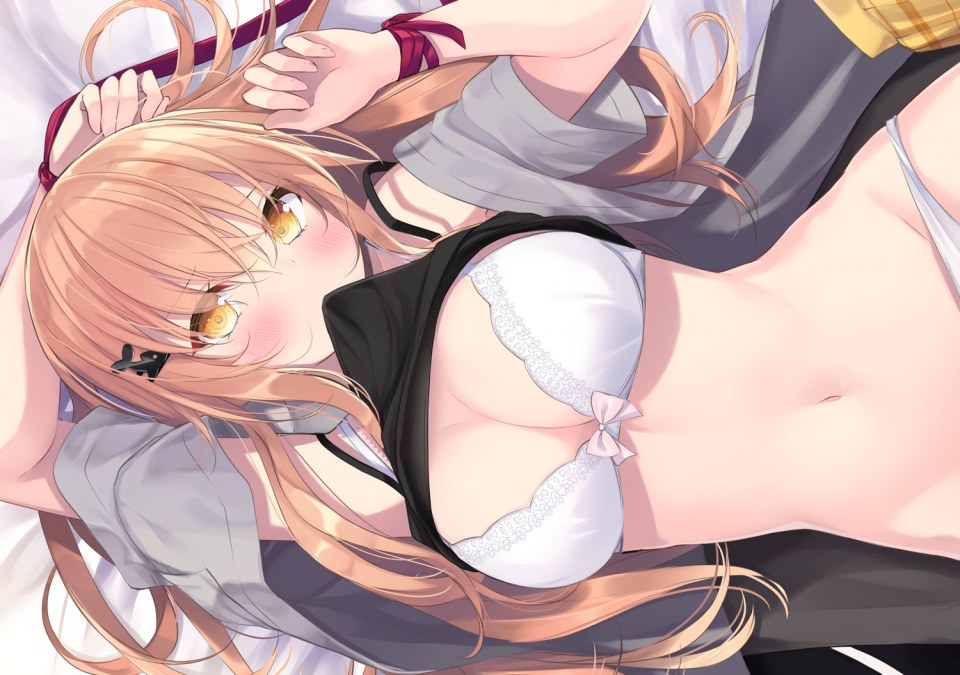 ささはら若葉 原创 脸红 Bra 长发 露脐 胖次 缎带