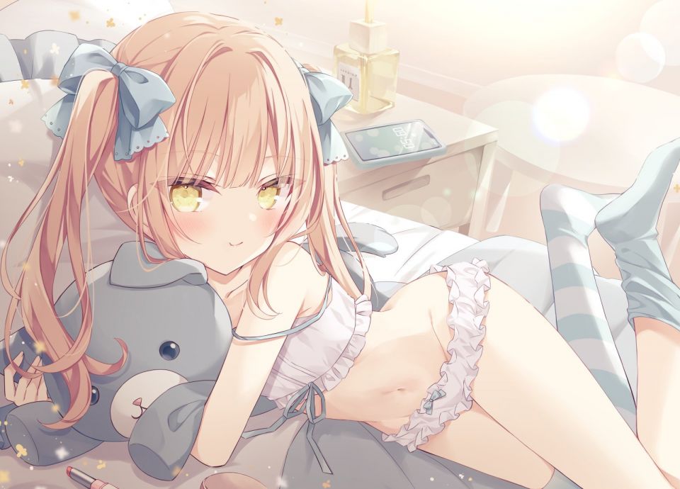 Hoshi 原创 露肩 Bra 茶发 长发 视线正对 露脐