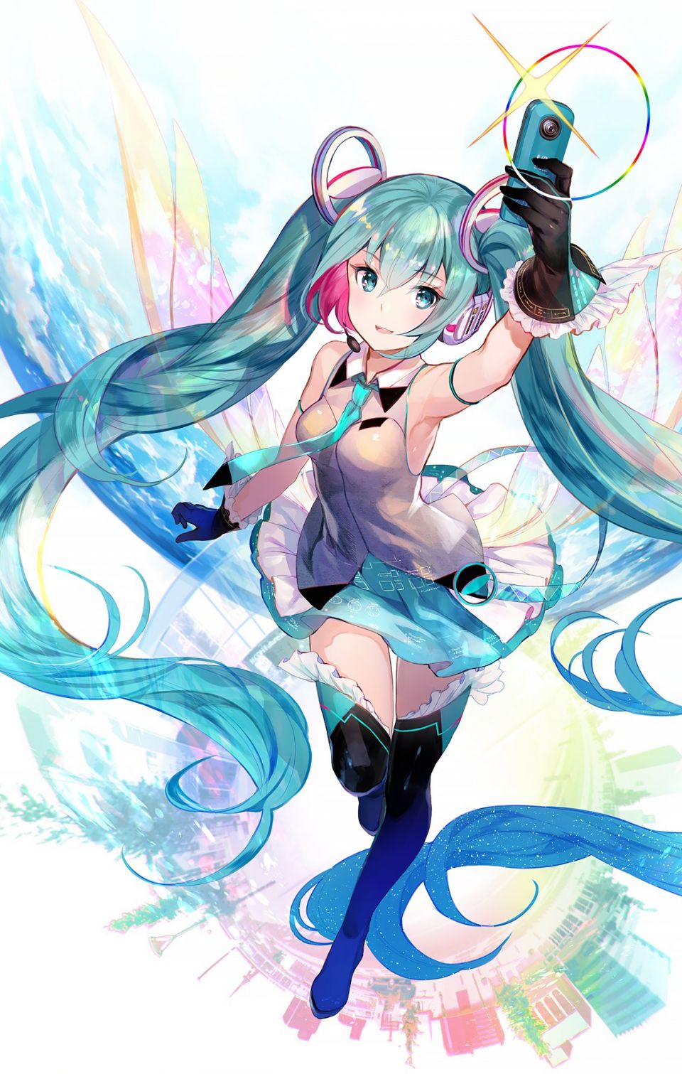 藤ちょこ 初音ミク VOCALOID 黑丝 脸红 全身 手套 发饰