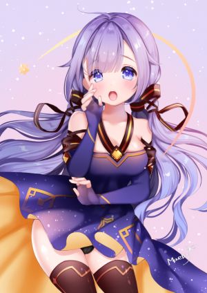 ユニコン,星尘,VOCALOID,maeha,呆毛,碧蓝航线,前发,露肩,脸红,胸部,Cosplay,连衣裙,長手袋,手套,长发,视线正对,開いた口,胖次,紫色眼,紫发,缎带,貧乳,single,黑丝,下着,Unicorn