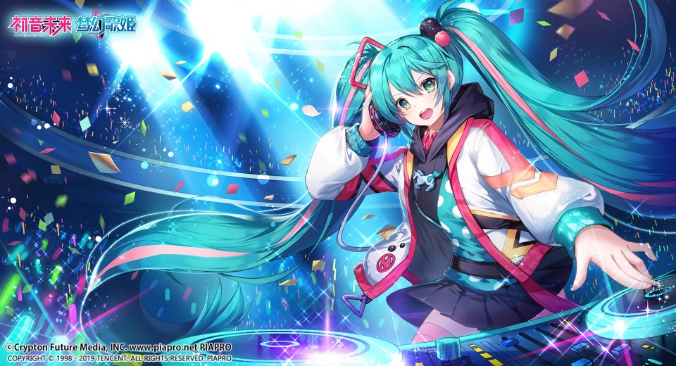 初音ミク VOCALOID 绿色眼 连帽衫 长发 短裙 黑丝 双马尾