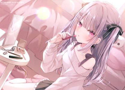 hoshi,原创,脸红,长发,缎带,短裙,双马尾,scan